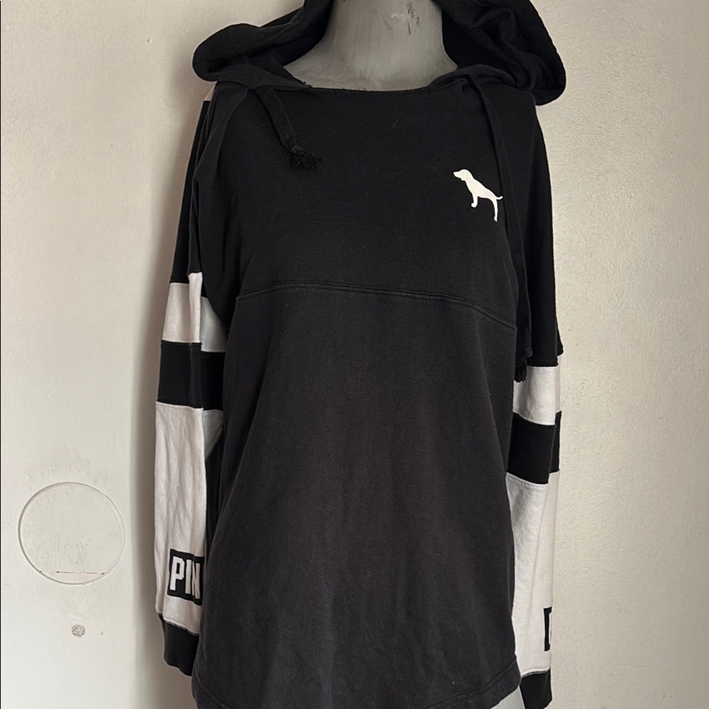 Black and White Hooded Sweatshirt - Picture 2 of 6